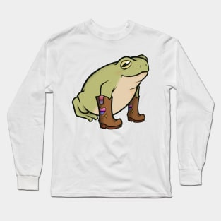 Omnisexual Pride Cowboy Boots Frog Long Sleeve T-Shirt